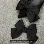 A03   Breloques à chaussures en soie noire à nœud, décorations à boucle amovibles en polyester, pour talons hauts et plates, accessoire cadeau festif