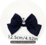 A03   Breloques à chaussures en soie noire à nœud, décorations à boucle amovibles en polyester, pour talons hauts et plates, accessoire cadeau festif – Image 3