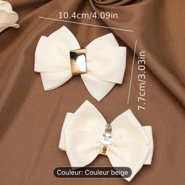 A04    Clips de Chaussures Élégants à Nœud - Accessoires Détachables à la Mode pour Talons Hauts & Ballerines, Cadeau Parfait pour Femmes et Filles  Blanc